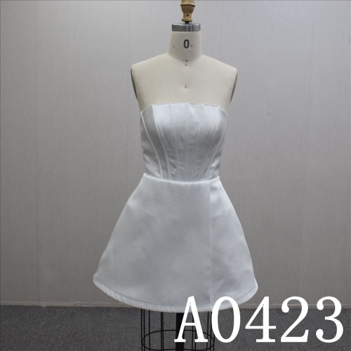 Custom Short Straight A-line Satin Hand Made  Dress