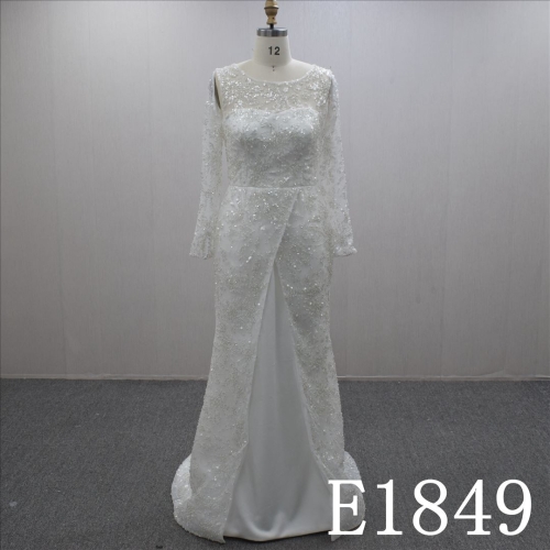 Special Design Sequins A-line Tulle Hand Made wedding Dress