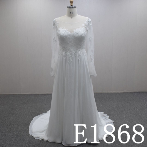 Special Design Long Sleeves Lace Flower A-line Hand Made wedding Dress