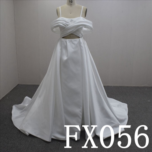 Summer Princess Spaghettl Strap A-line Satin Hand Made Bridal Dress
