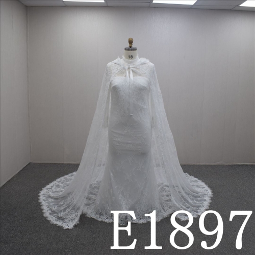 Special Design Shawl A-line Tulle Hand Made wedding Dress