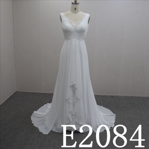 Special Design V-neck Sequins A-line Hand Made wedding Dress