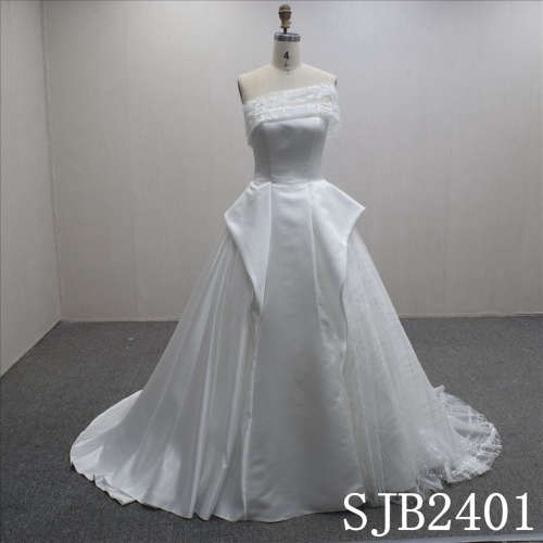 Sweet Straight with lace flower Hand Made Bridal Dress
