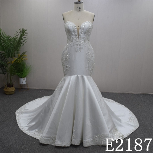 Summer Princess Sweetheart Mermaid Lace flower Hand Made Bridal Dress