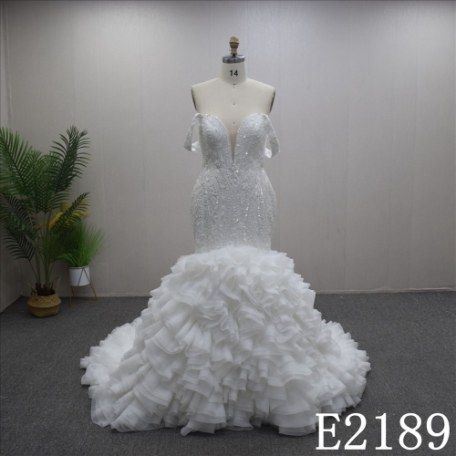 Best Sale Mermaid  princess Sweetheart  lace appliqued  wedding dress for women