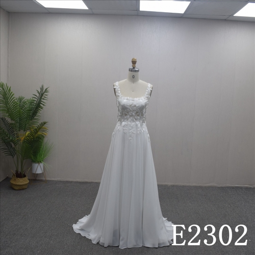 Elegant Square with backless wedding dress Guang Zhou Made