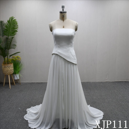 2025 Elegant Simple Plain Chiffon A-line Fashion High Quality Bridal Gown