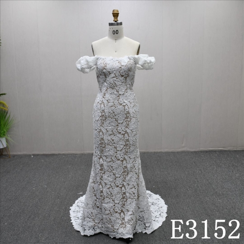 Detachable Sleeve High Quality Fashion Sheath Mermaid Applique Wedding Dress