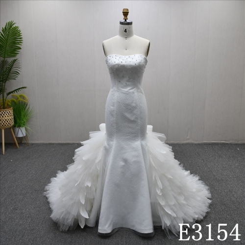 Detachable Train Hot-Selling Fashion Beading Sheath Mermaid Applique Bridal Gown