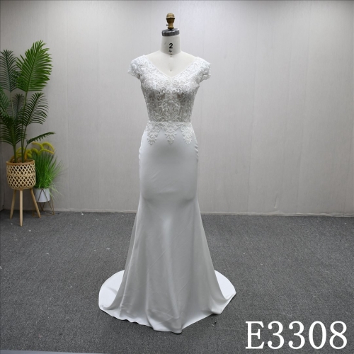Elegant Lace Applique Sheath Mermaid High Quality Fashion Gentle Wedding Dress