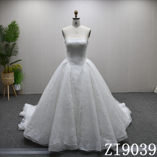 Elegant Chest Wrap Applique Sequins Gentle High Quality A-line Wedding Dress