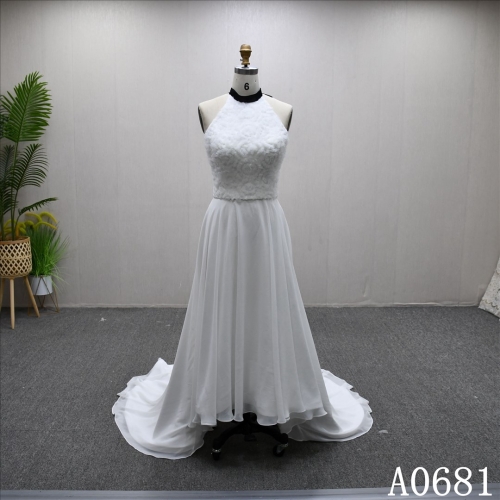 Plain 3D Tulle Two-piece Bodice And Skirt Fashion High Quality Wedding Dress