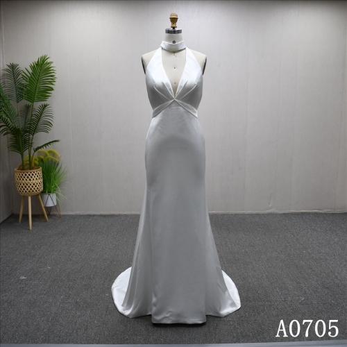 2025 Halter Hot-selling Elegant High Quality Satin Mermaid Fashion Wedding Dress