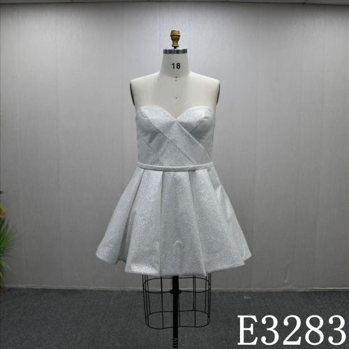 Sweetheart Neckline Silver And Ivory Detachable Belt Shiny Fashion Short Skirt