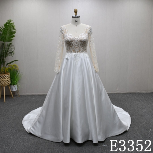 2025 Long Sleeve Applique Lace Hot Selling High Quality A-line Wedding Dress