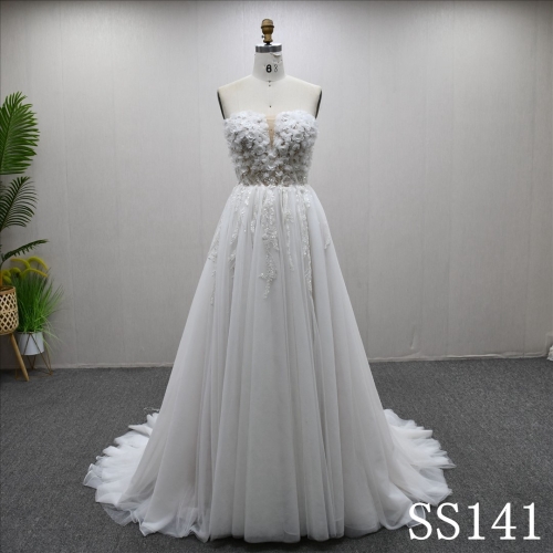 2025 Luxury High Waist 3D Applique Elegant Gentle Illusion Fashion Wedding Dress