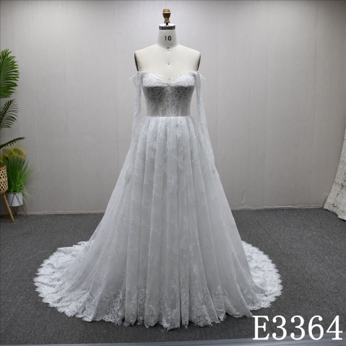Luxury Long Sleeve Lace Applique Bones High Waist Popular Ball Gown