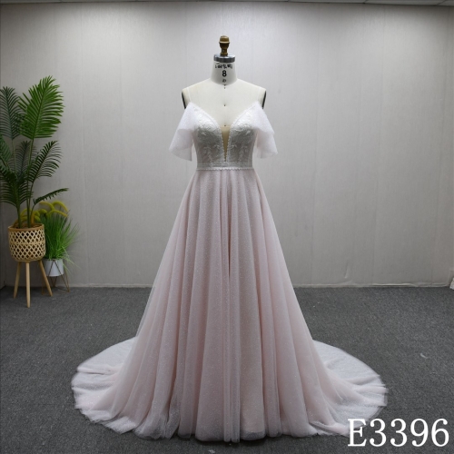 New Design Luxury Lace Applique High Waist Popular Elegant A-line Wedding Dress
