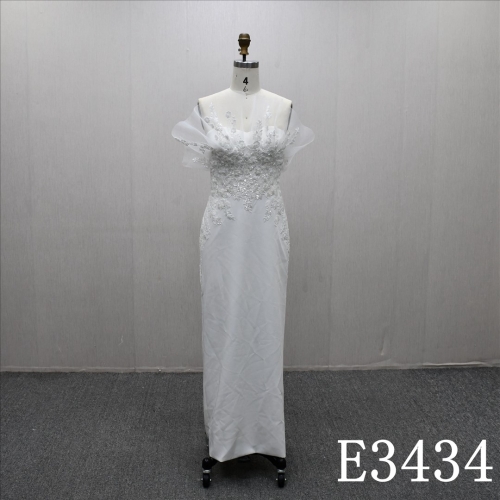 2025 New Design Luxury Lace Applique Beaded Sheath Popular Elegant Wedding Dress