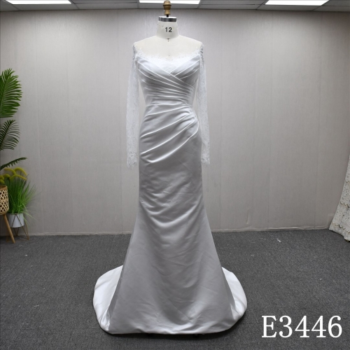 2025 Illusion Lace High Waist Pleat Sheath Mermaid Popular Elegant Wedding Dress