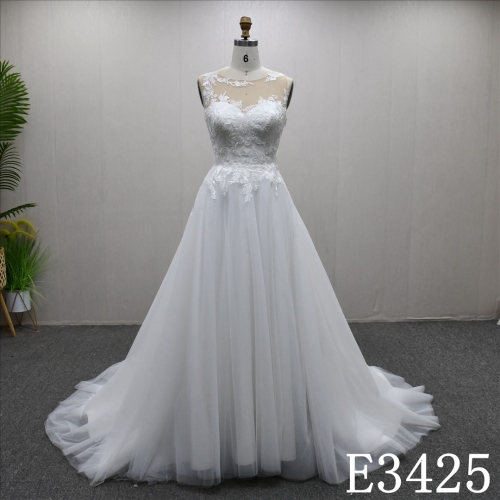 New Design Illusion Lace Applique High-end Customization A-line Wedding Dress