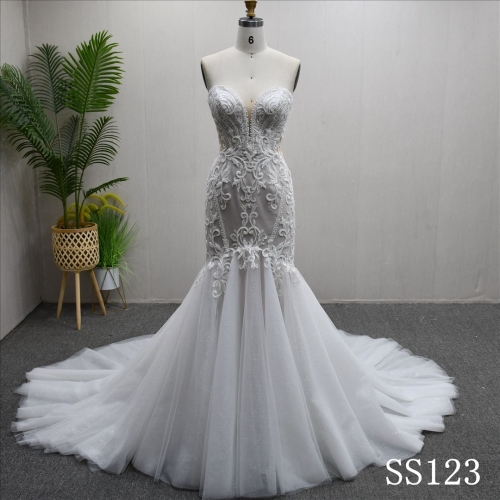 Beautiful Sweetheart Neck High Waist Lace Sheath Mermaid Bridal Dress