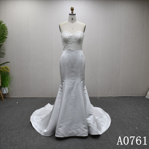 Sweetheart Neck Satin Popular Sheath Mermaid High Quality Fashion Bridal Dress