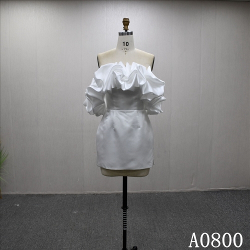 2025 New Design Ivory Satin Pleat Hot-selling Gentle Short Skirt