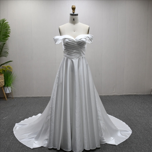 2025 Ivory Pleat High Waist Hot-selling A-line Gentle High Quality Wedding Dress