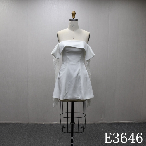 Beaded And Sequins Long Sleeves Straight Neck Elegant Sheath Short Skirt