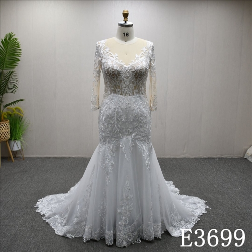 2025 Illusion Applique Sheath Mermaid Detachable Train Hot-selling Wedding Dress