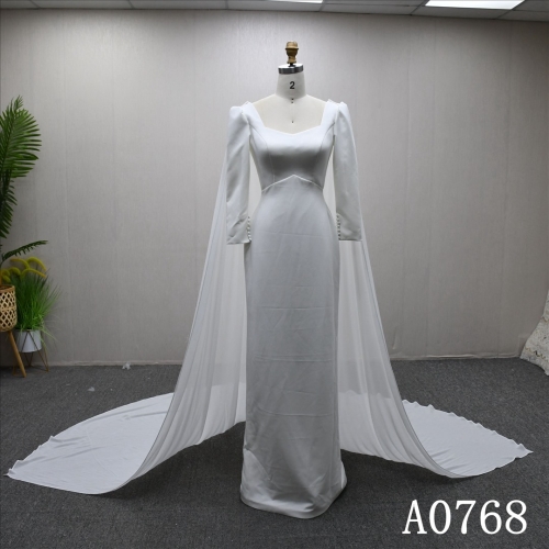 Elegant evening gown wedding dress, floor-length straight skirt