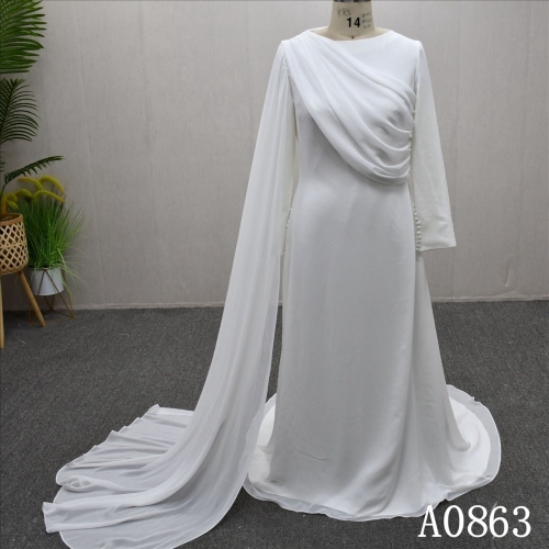 Long-sleeved bridal party dress, as dignified as Muslim style