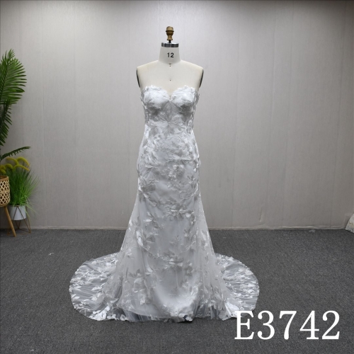 2025 Elegant Mermaid Skirt Zipper Applique lace Hot Sale Wedding Dress