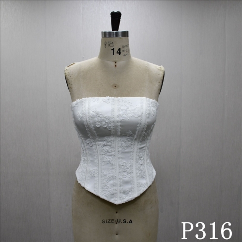 New style sleeveless chest wrap applique fashion Ivory Elegant Satin
