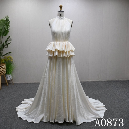 New design halter neckline elegant A-line popular wedding dress
