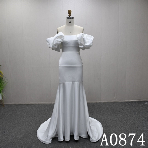 Elegant unique sleeve design mermaid skirt bridal gown