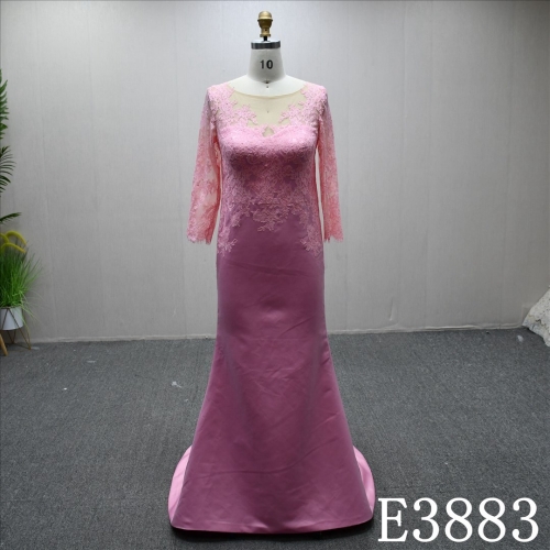Beautiful pink wedding evening dress with beautiful lace