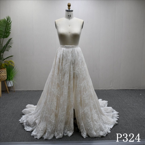 Only the skirt, lace elegant A-line wedding dress, zipper at the back