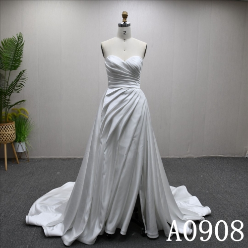 New Sweetheart neckline pleated design Lace up back A-line popular wedding dress