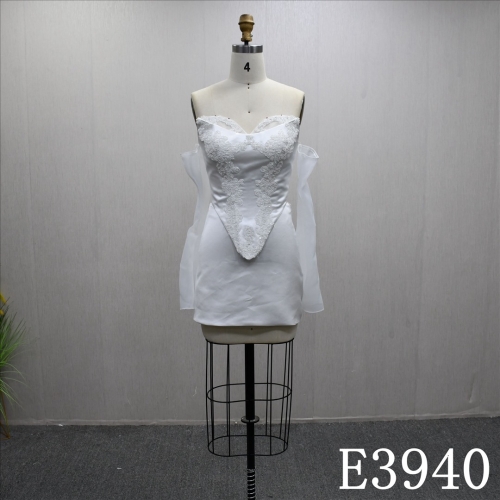 Fashionable off-the-shoulder slim-fitting Mermaid short skirt unique design evening dress wedding dress