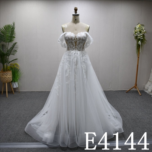 Trendy A-line design with sweetheart neckline lace embellishments for evening gowns and wedding dresses