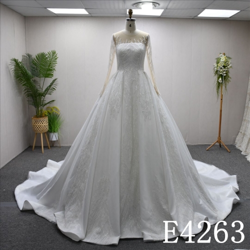 Fashionable Long sleeves  A-line unique Beading and Sequins design evening dress wedding dress