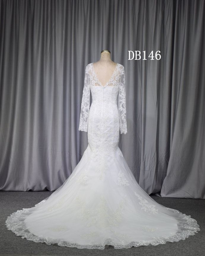 Elegant long sleeves mermaidgown, factory made whole sale price