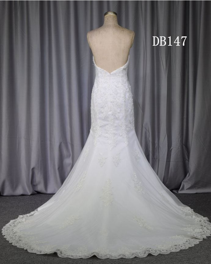 Backless new fashionable mermaid gown with romantic lace and bling beading