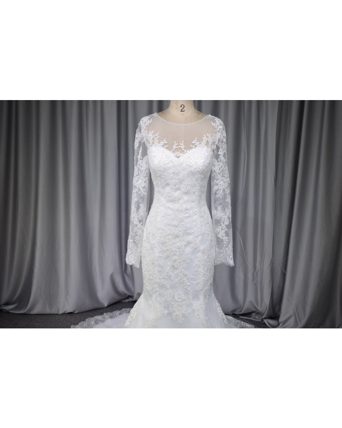 Elegant long sleeves mermaidgown, factory made whole sale price