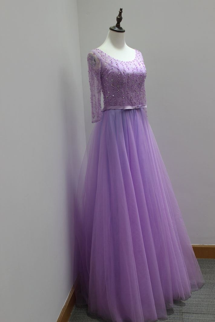 wholesale Price Long Sleeves Lace and Beading Evening Dress