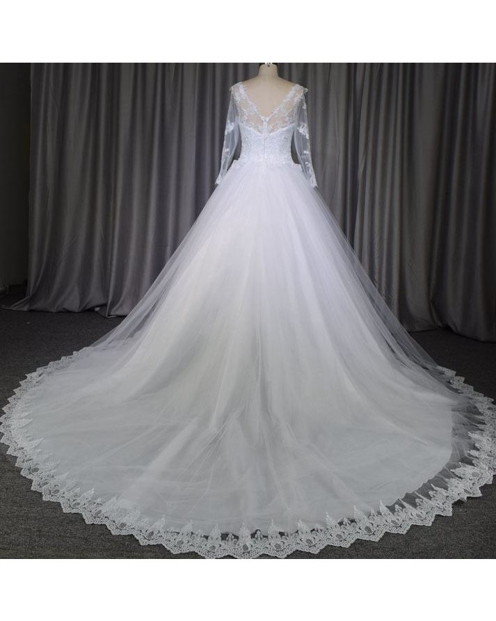 Long Sleeve lace hot sell lace bridal gown