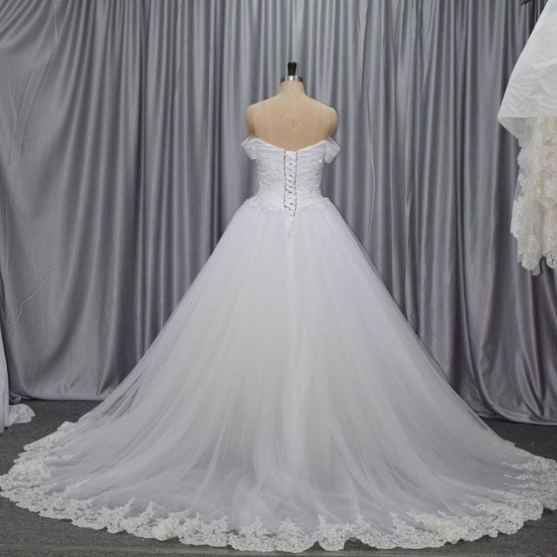 2020 new collection princess style wedding dress with bling bling beading bodice off shoulder gown